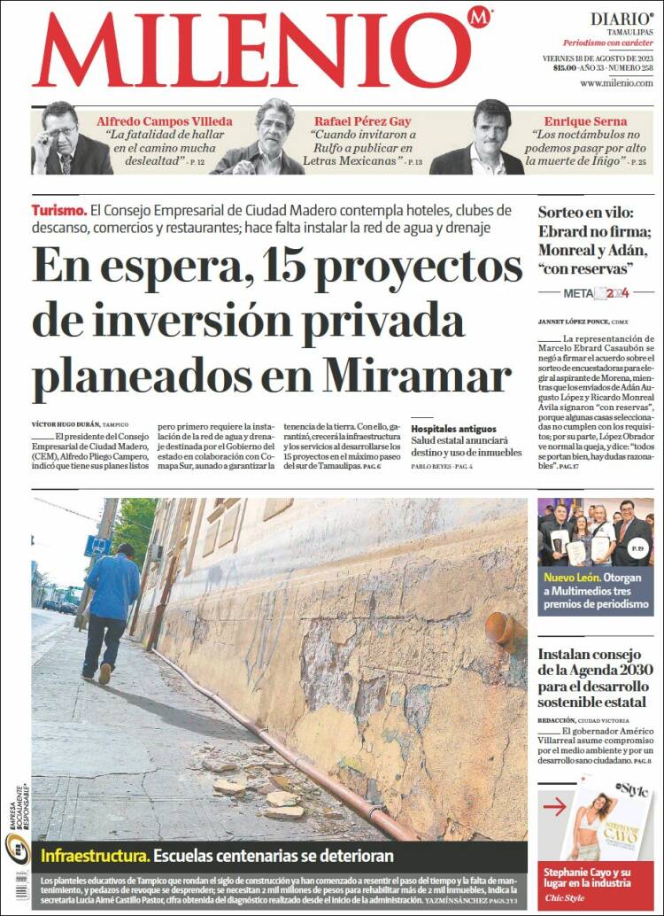 Portada de Milenio - Tamaulipas (M&eacute;xico)