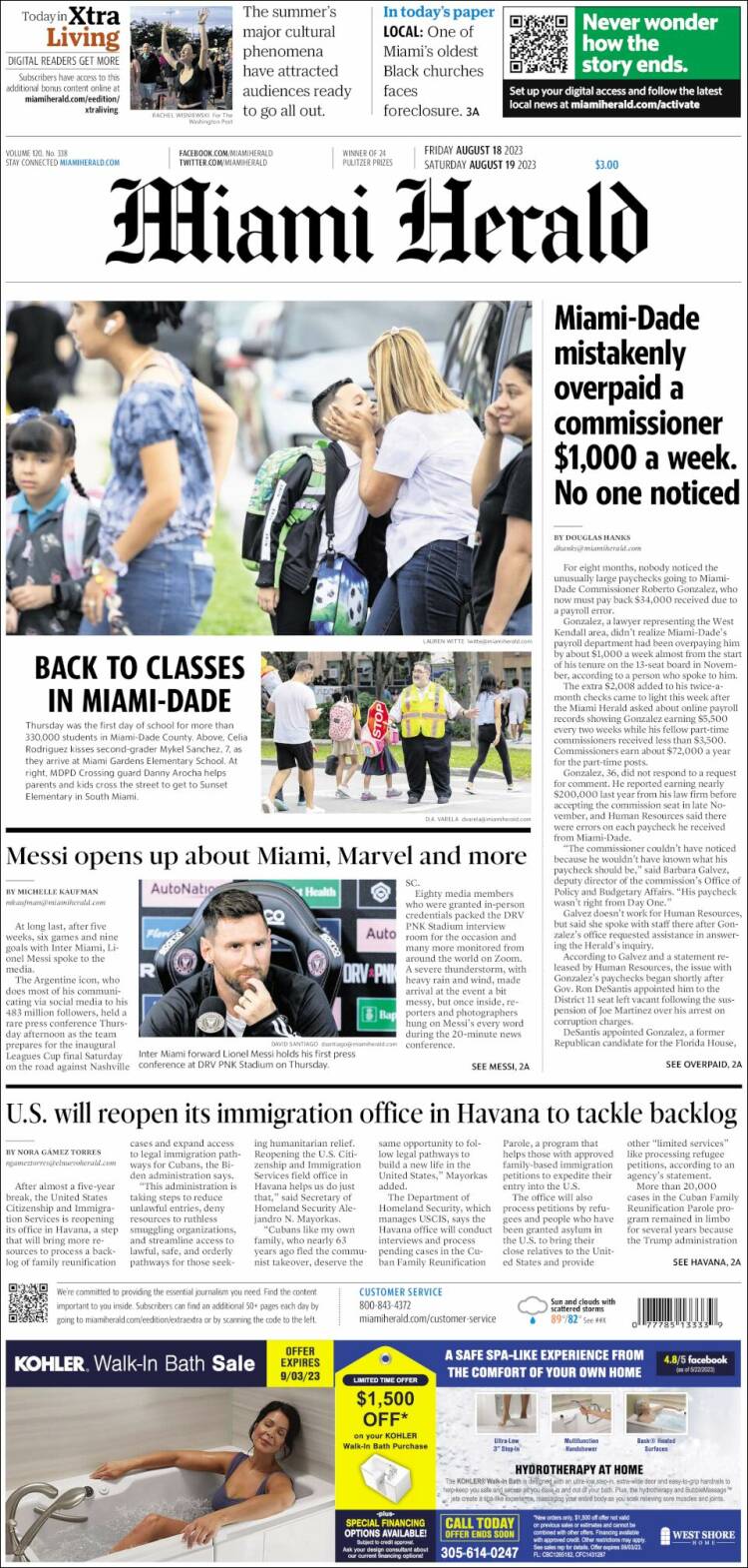 Portada de Miami Herald (USA)