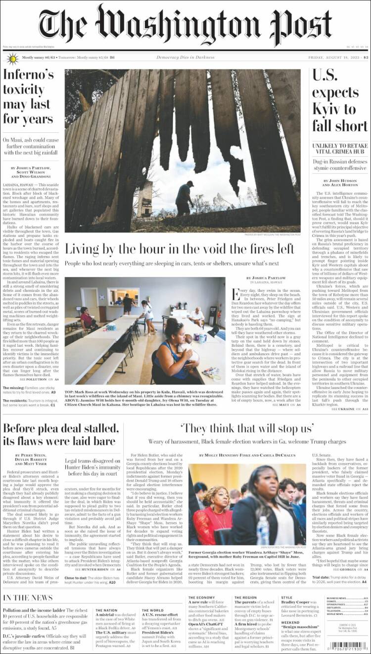 Portada de The Washington Post (USA)