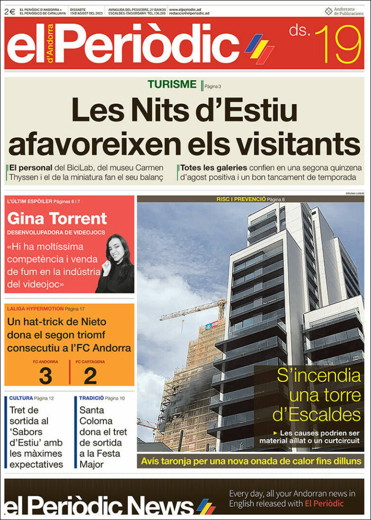 Portada de El Periòdic d'Andorra (Andorra)