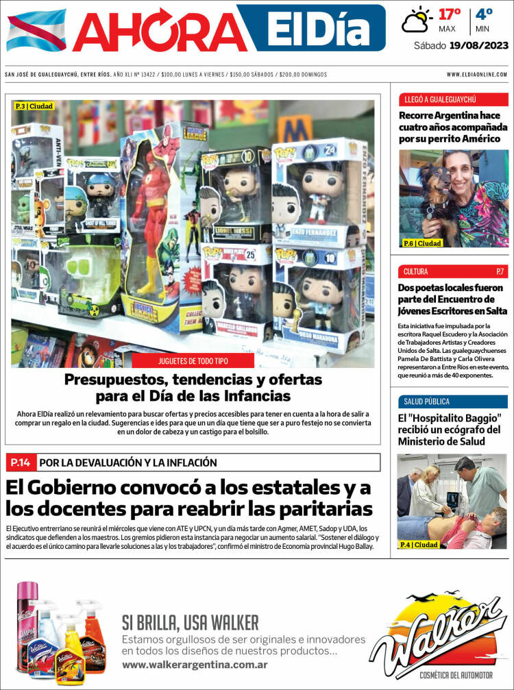 Portada de El Día de Gualeguaychú (Argentina)