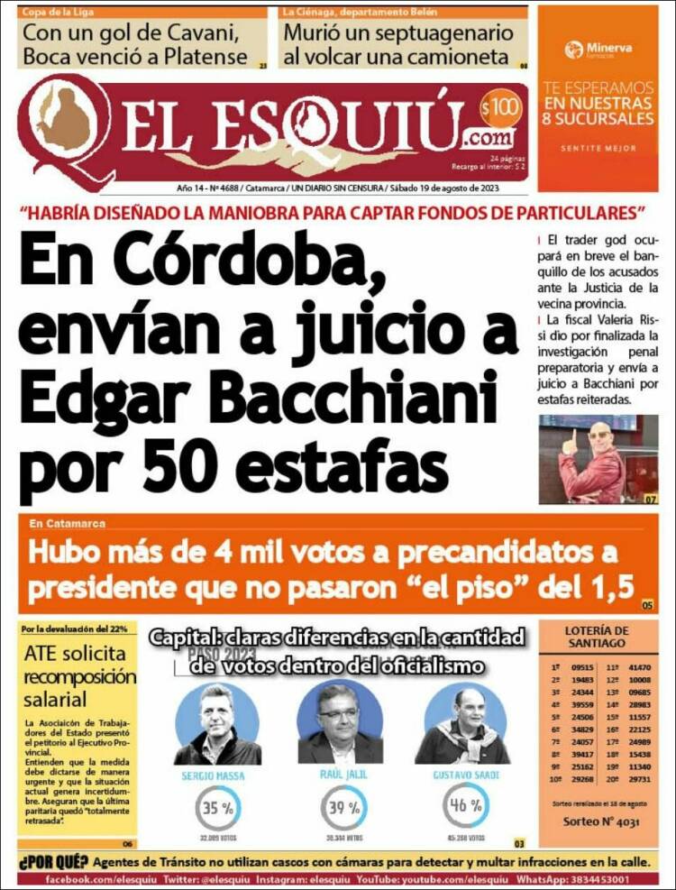 Portada de El Esquiu (Argentina)