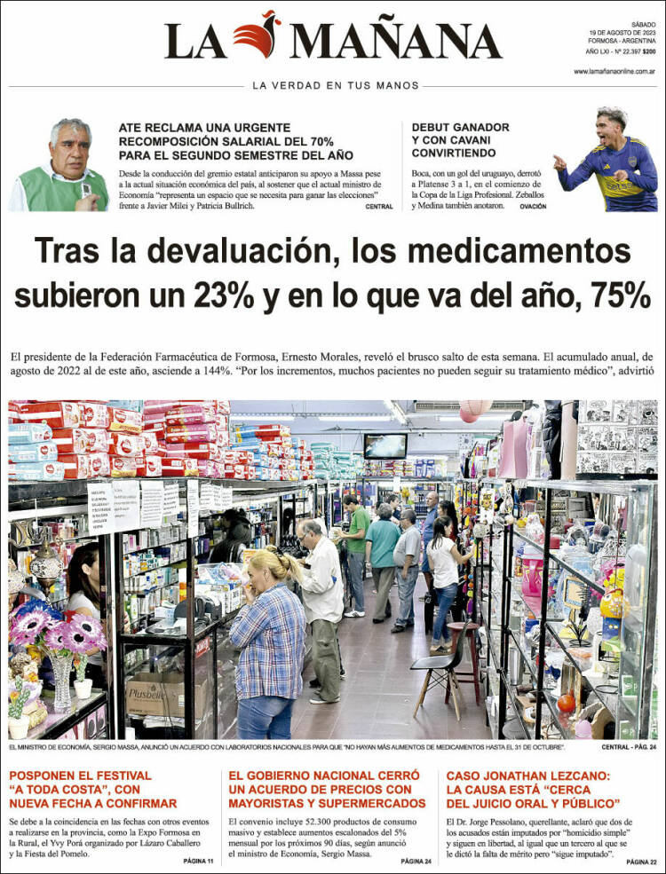 Portada de Diario La Mañana (Argentina)