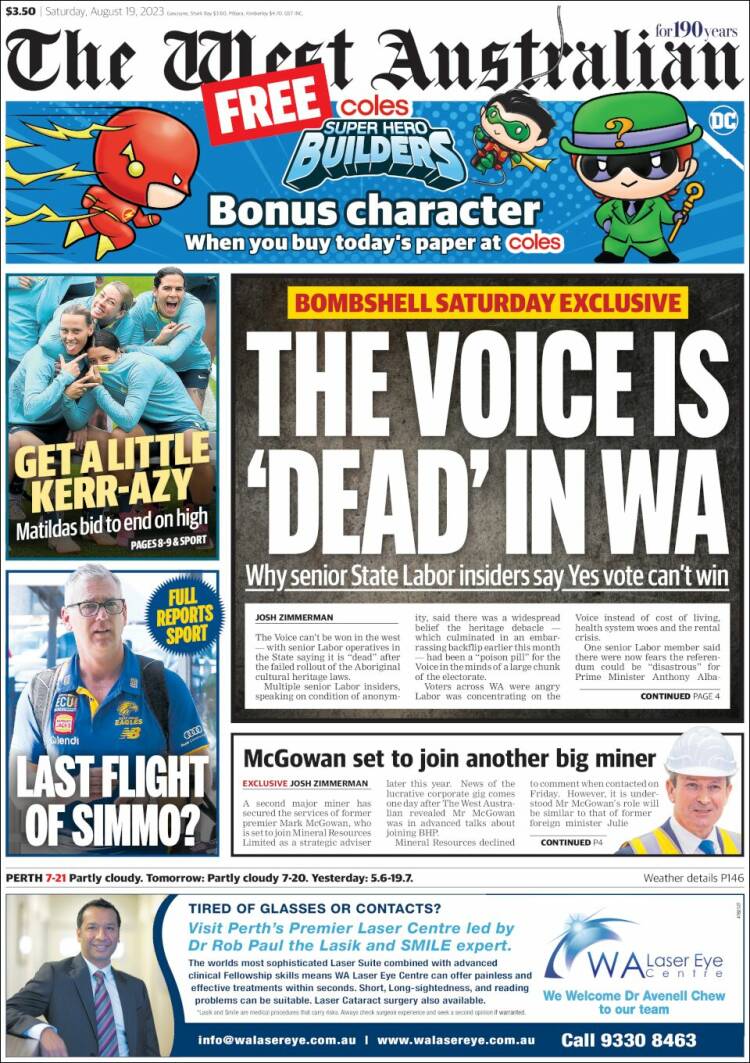 Portada de The West Australian (Australia)