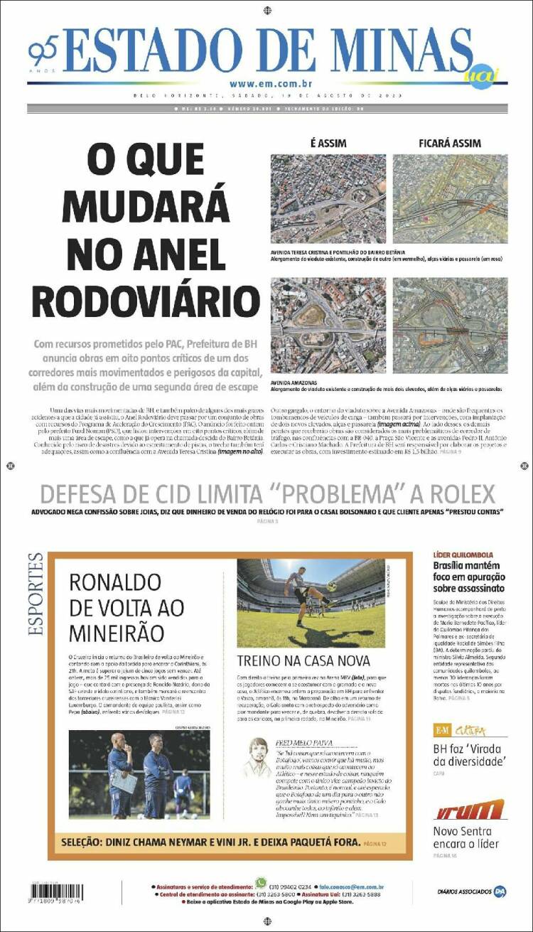 Portada de Jornal Estado de Minas (Brasil)