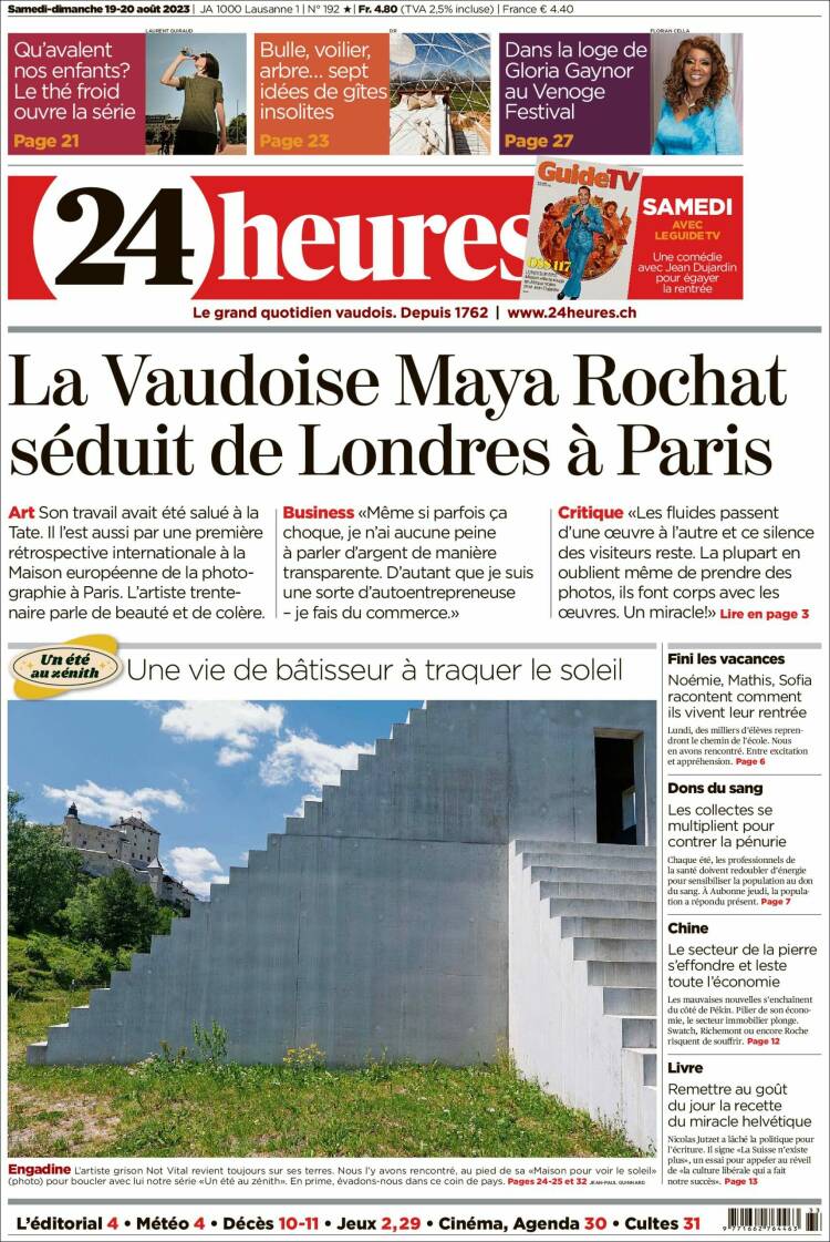 Portada de 24 Heures (Suiza)