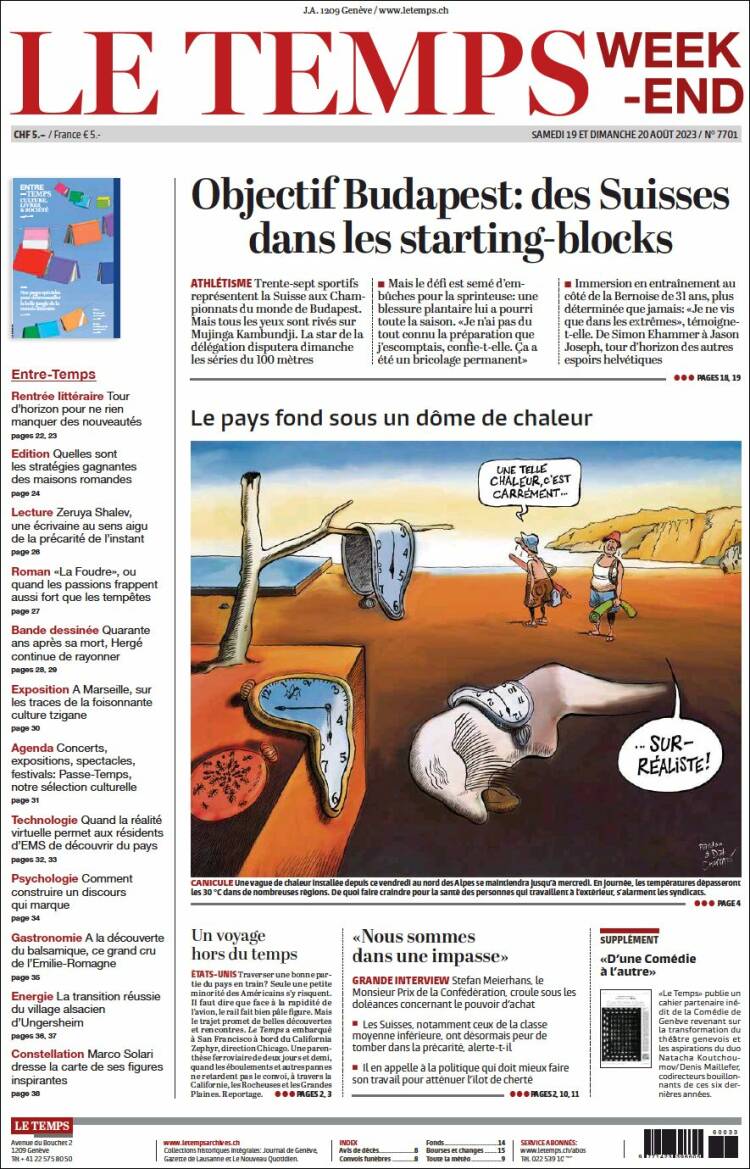 Portada de Le Matin (Suiza)