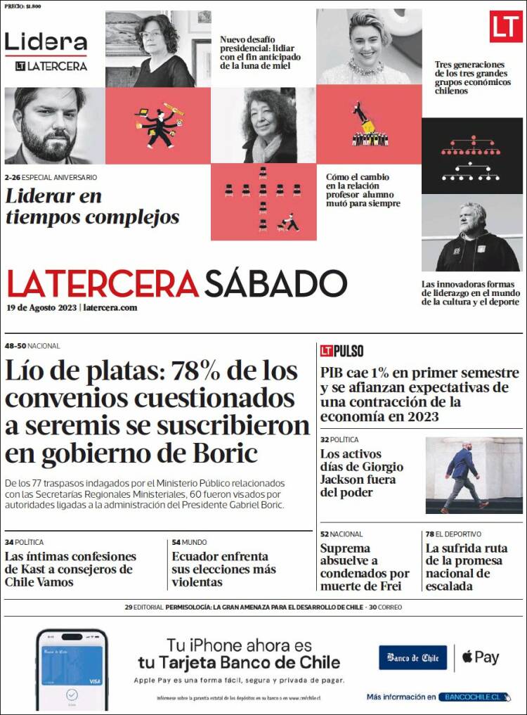 Portada de La Tercera (Chile)