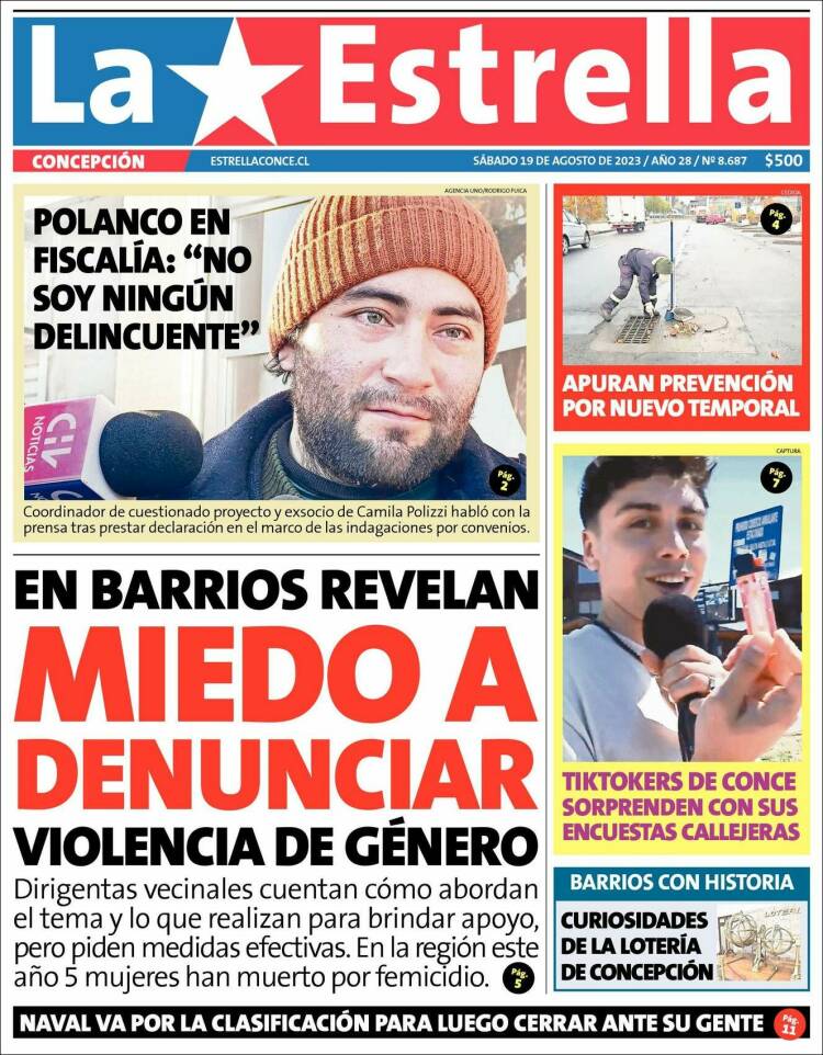 Portada de La Estrella de Concepción (Chile)