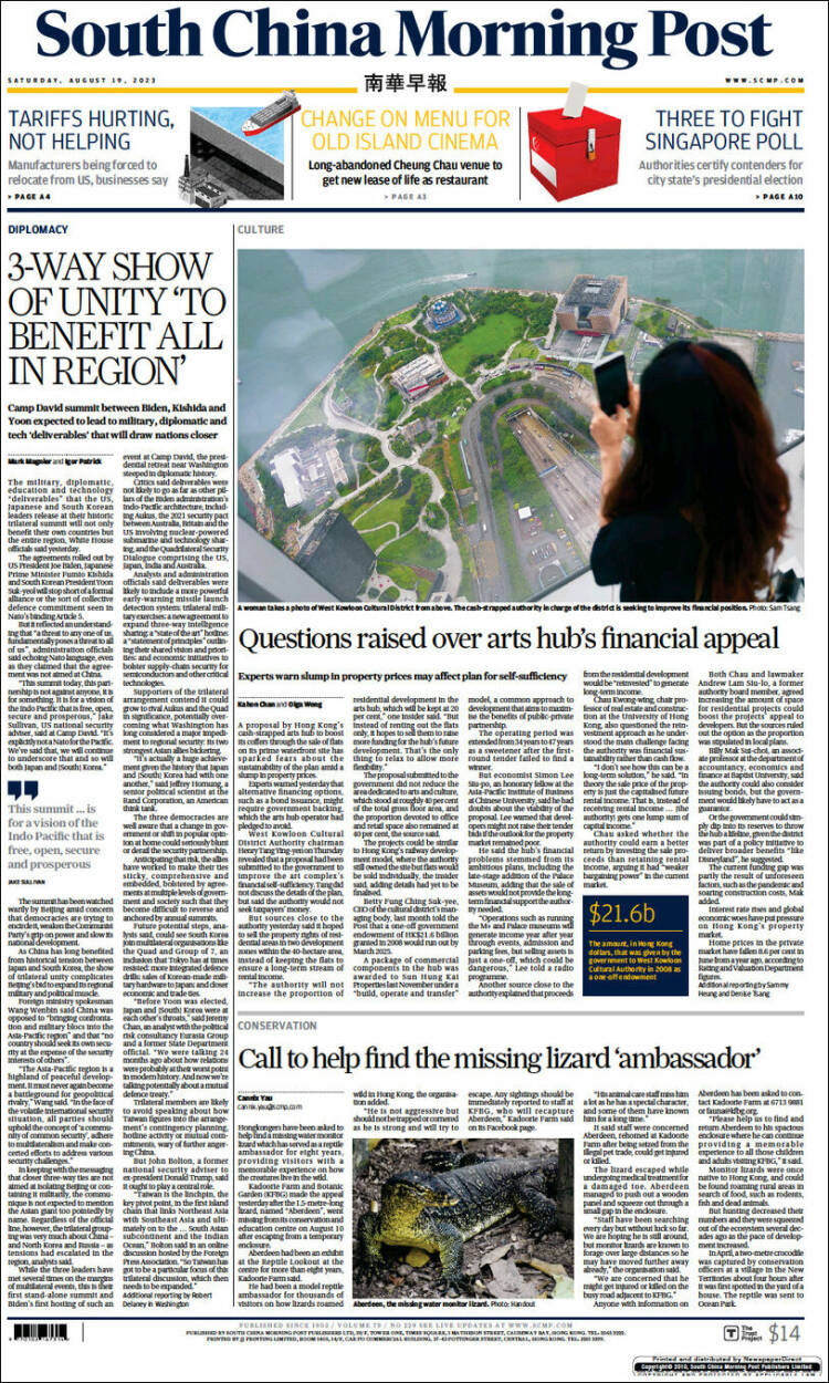 Portada de South China Morning Post (China)