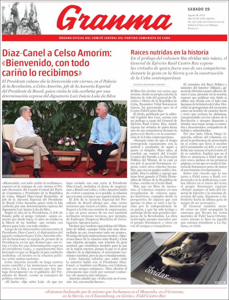 Portada de Granma (Cuba)