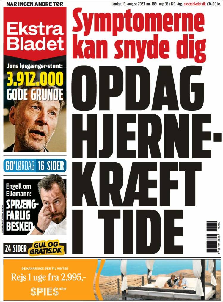 Portada de Ekstra Bladet (Dinamarca)