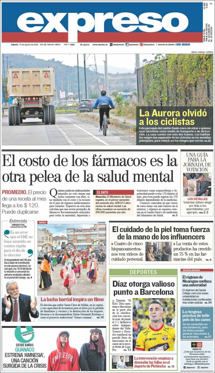 Portada de Expreso (Ecuador)