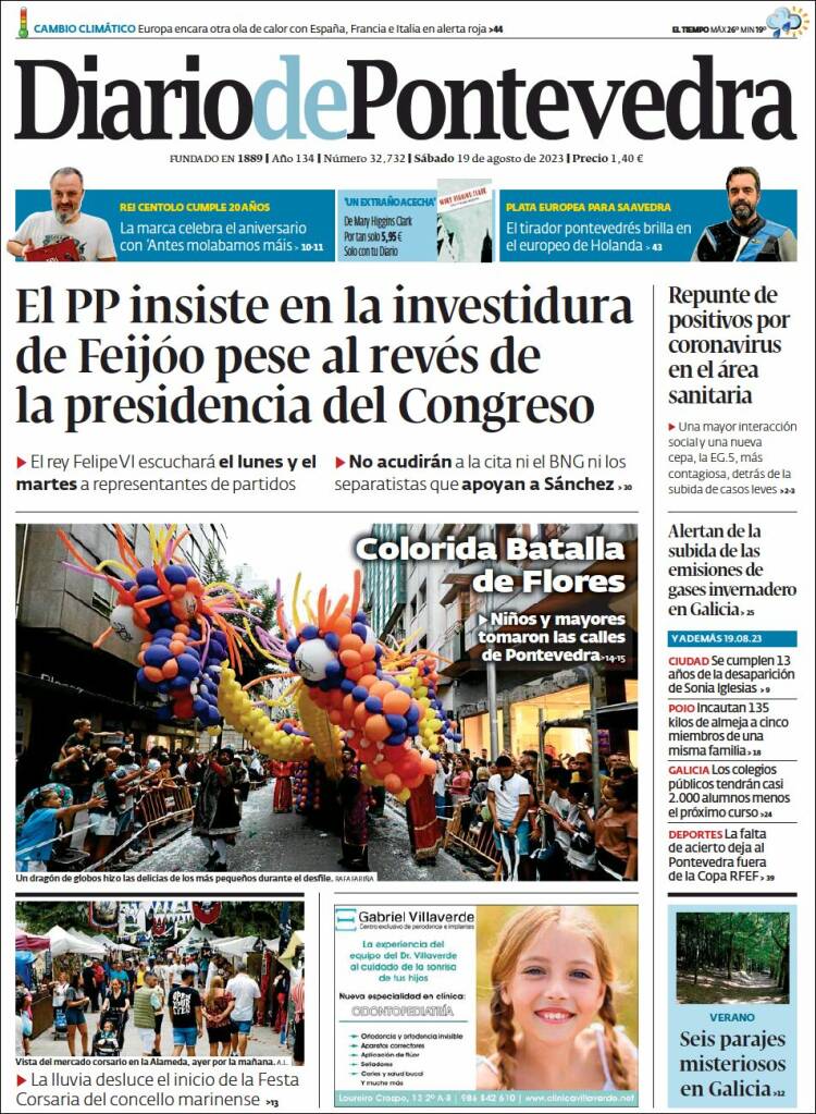 Portada de Diario de Pontevedra (España)