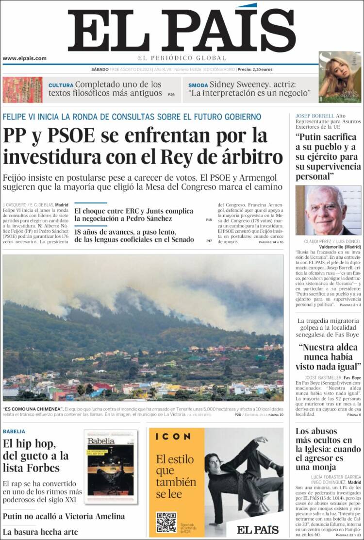 Portada de El País (España)