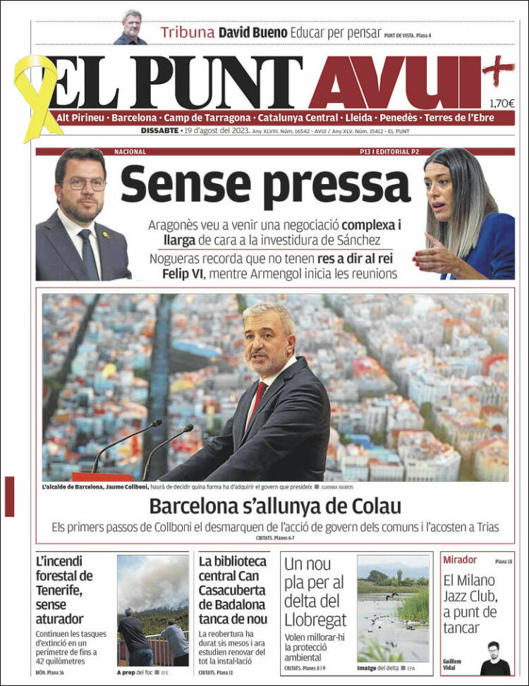 Portada de El Punt Avui (Espa&ntilde;a)