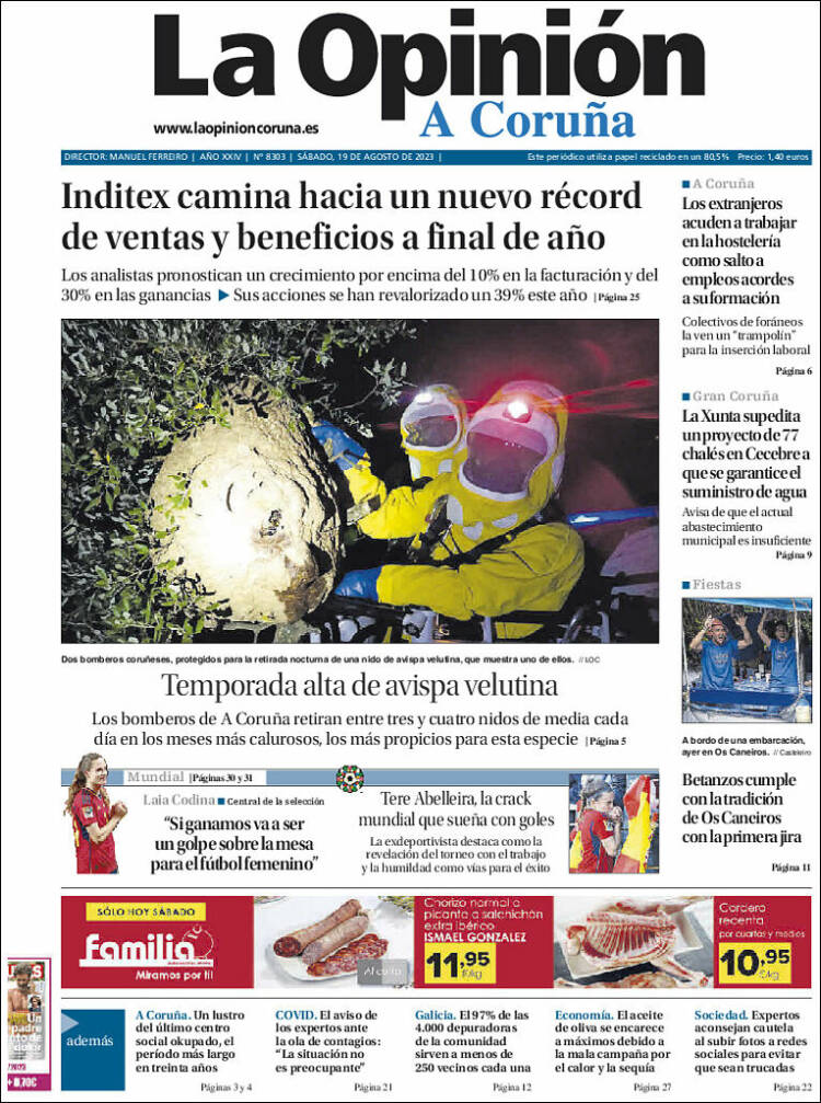 Portada de La Opinión de A Coruña (España)