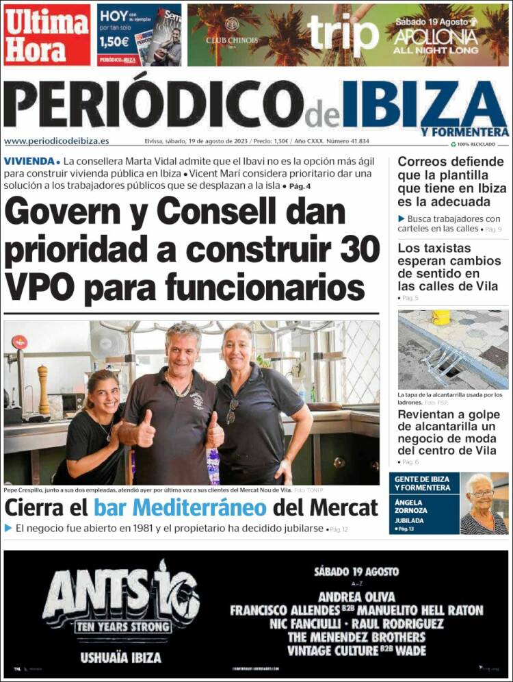 Portada de Periódico de Ibiza (España)