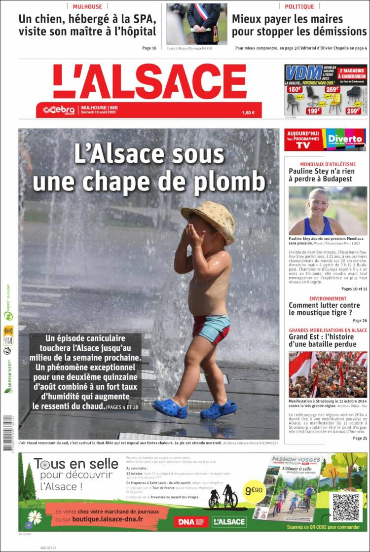 Portada de Journal L'Alsace (Francia)