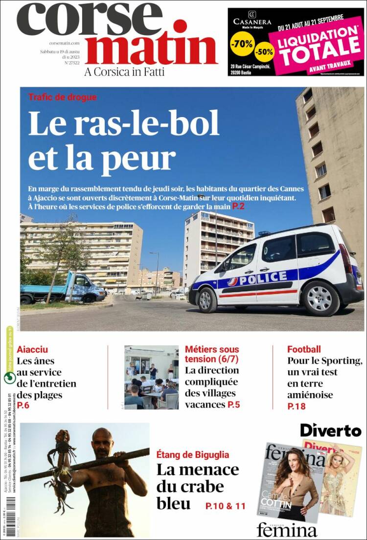 Portada de Corse-Matin (Francia)