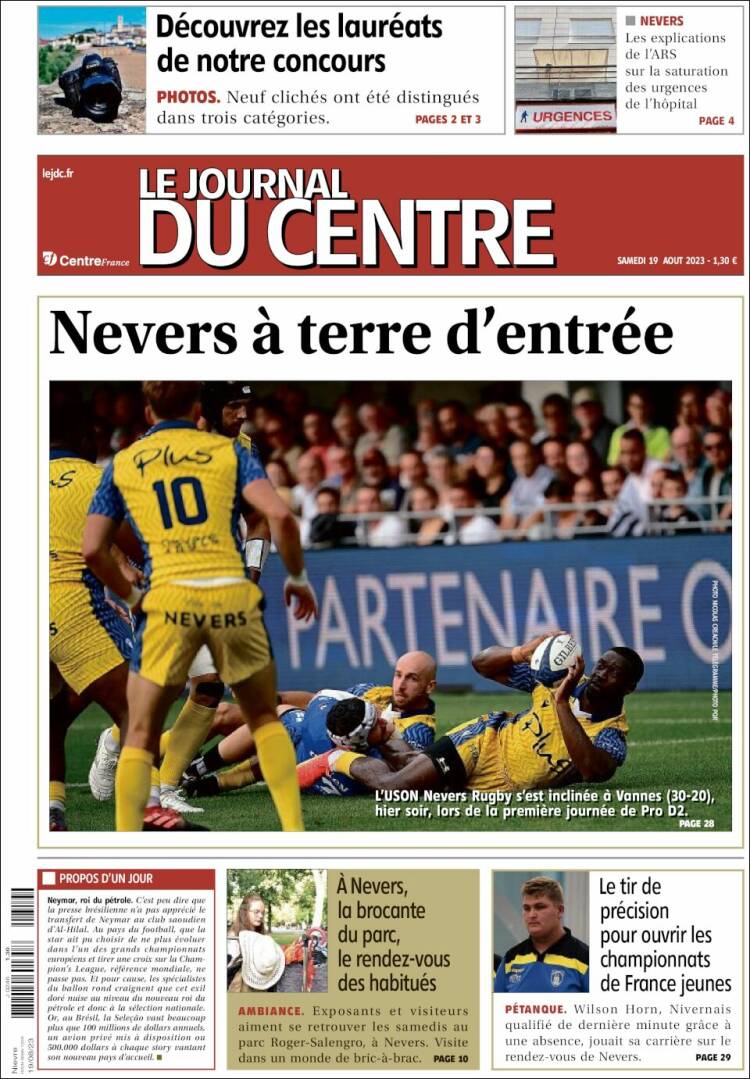 Portada de Le Journal du Centre (Francia)