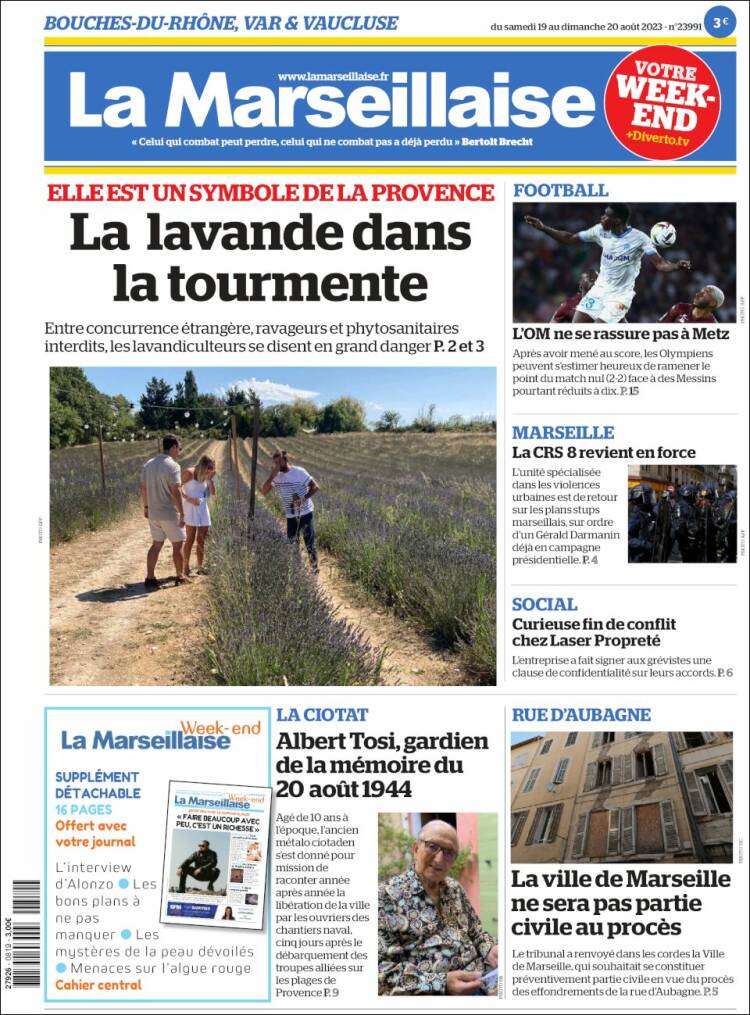 Portada de La Marseillaise (Francia)