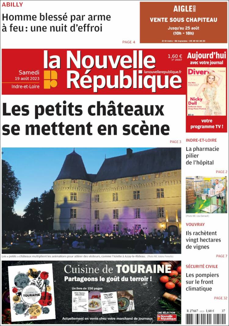 Portada de La Nouvelle Republique (Francia)