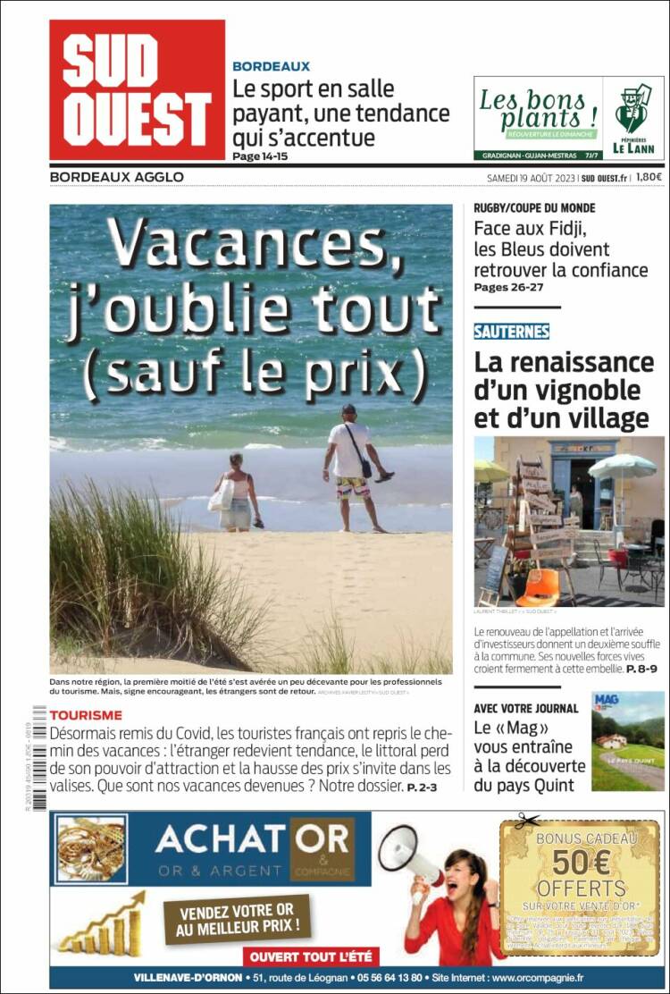 Portada de Sud Ouest (Francia)