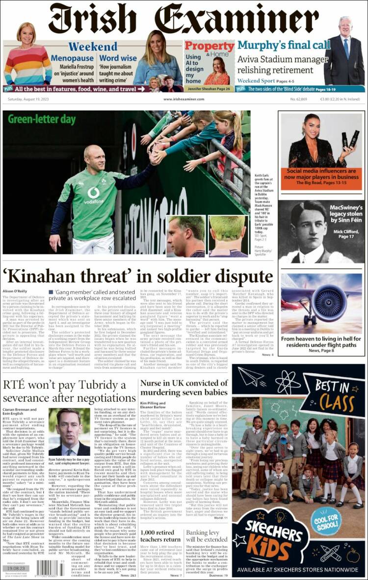 Portada de Irish Examiner (Irlanda)
