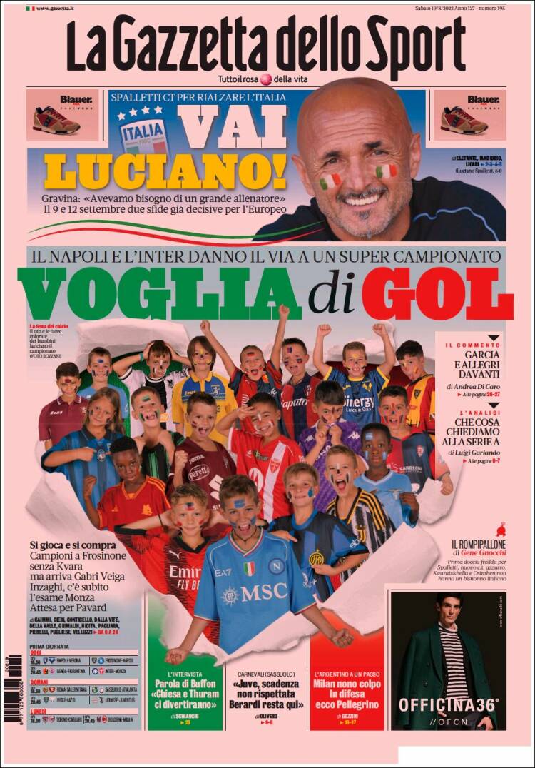 Portada de La Gazzetta dello Sport (Italia)