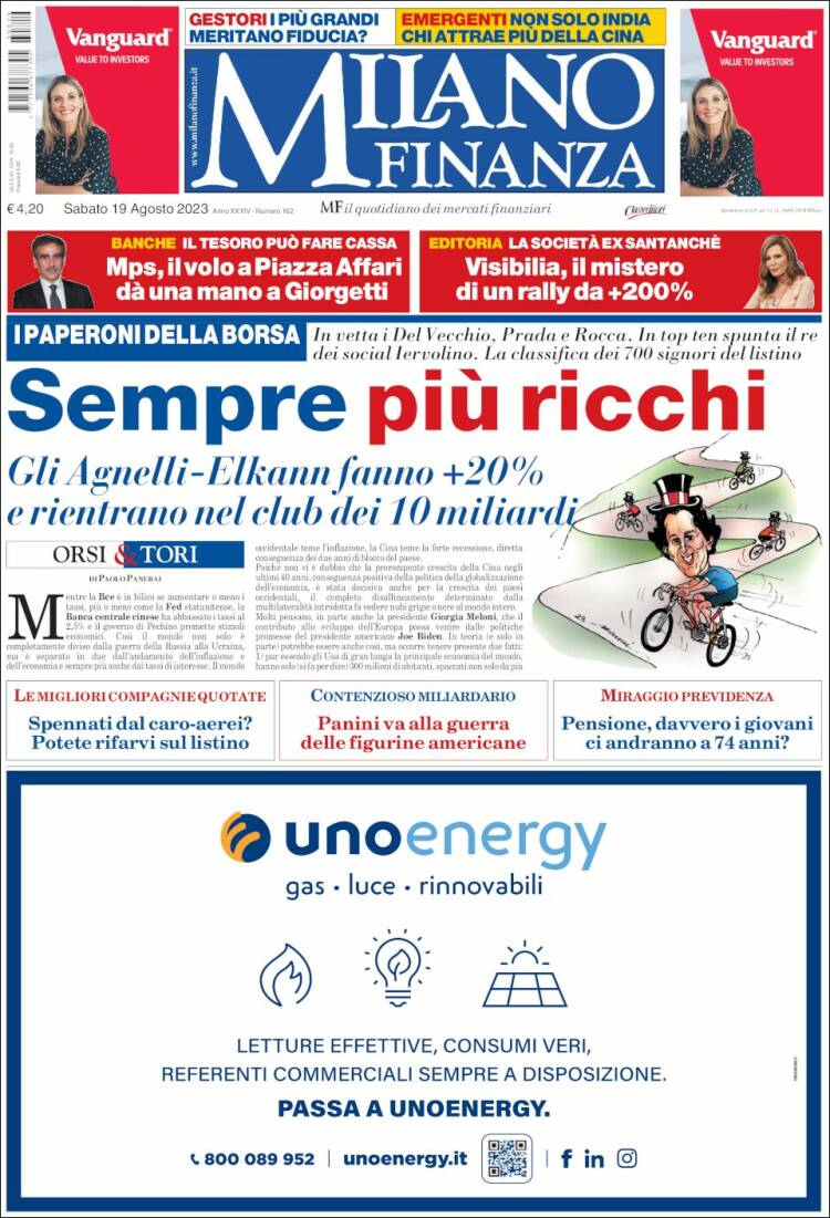Portada de Milano Finanza (Italia)