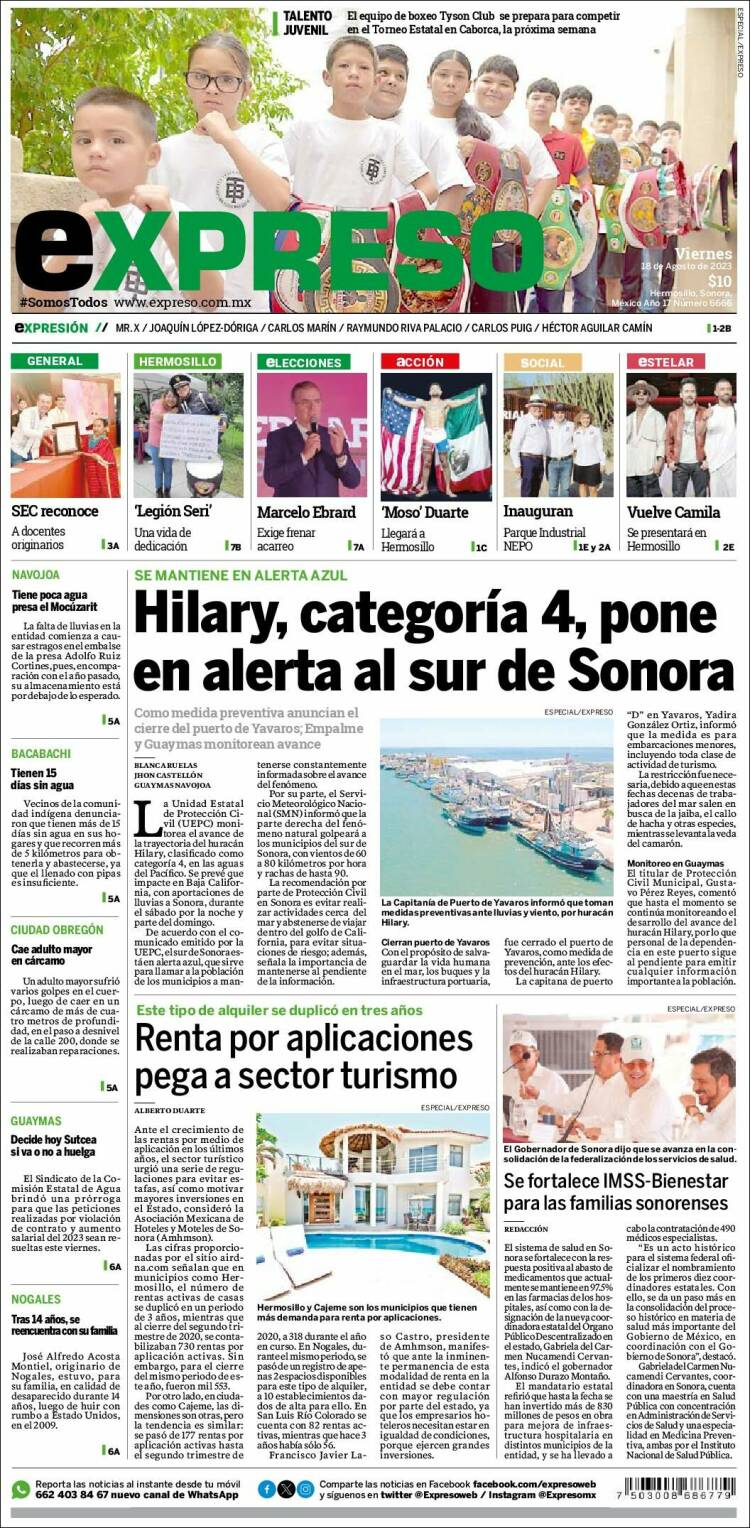 Portada de Expreso (M&eacute;xico)