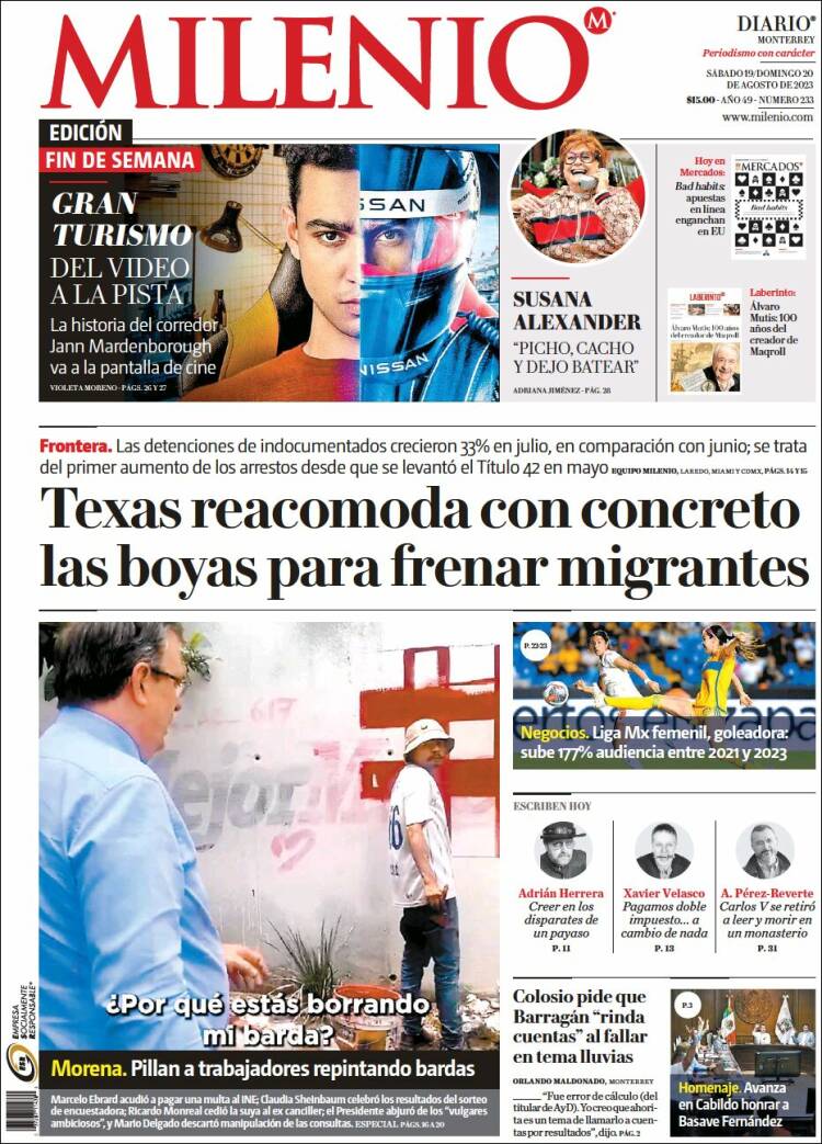 Portada de Milenio de Monterrey (M&eacute;xico)