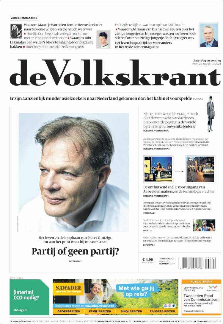 Portada de De Volkskrant (Pa&iacute;ses Bajos)