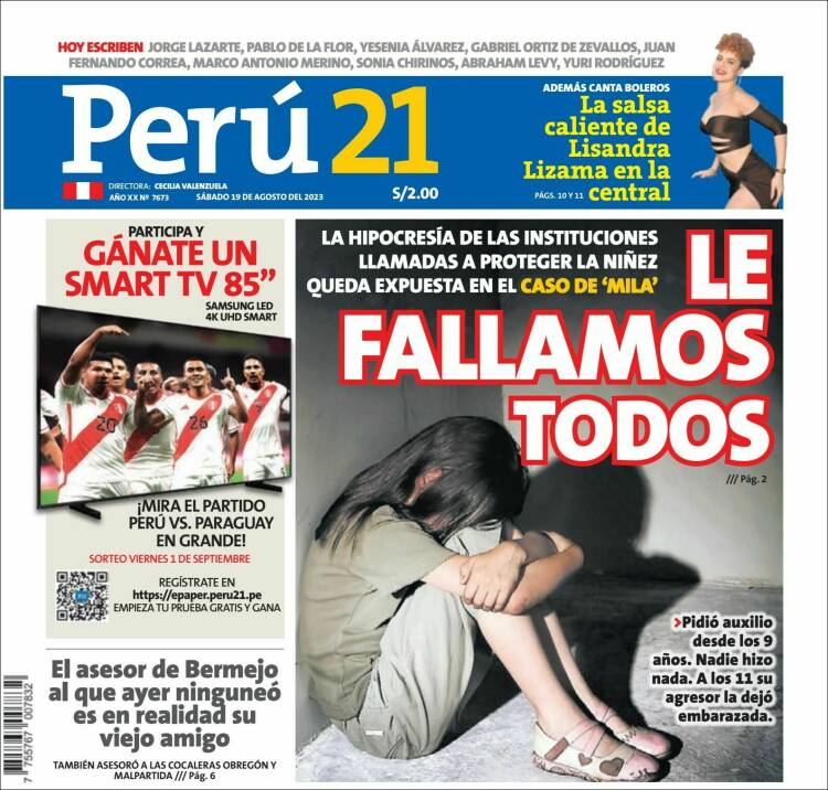 Portada de Perú 21 (Per&uacute;)