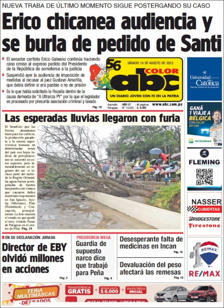 Portada de ABC Color (Paraguay)