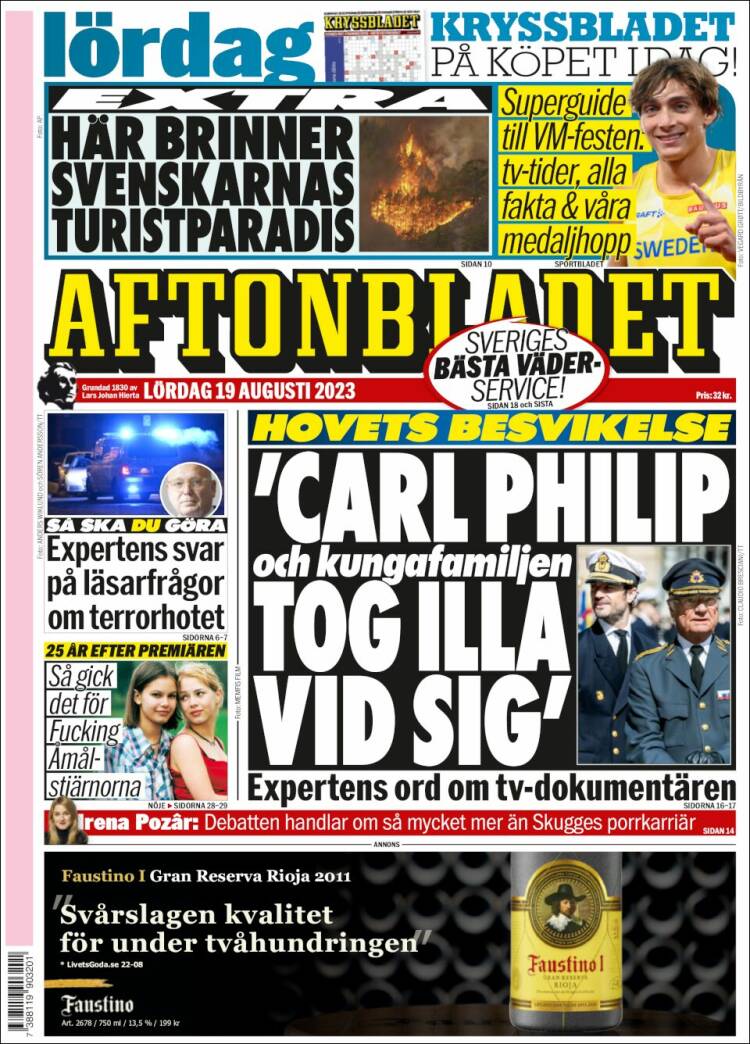 Portada de Aftonbladet (Suecia)