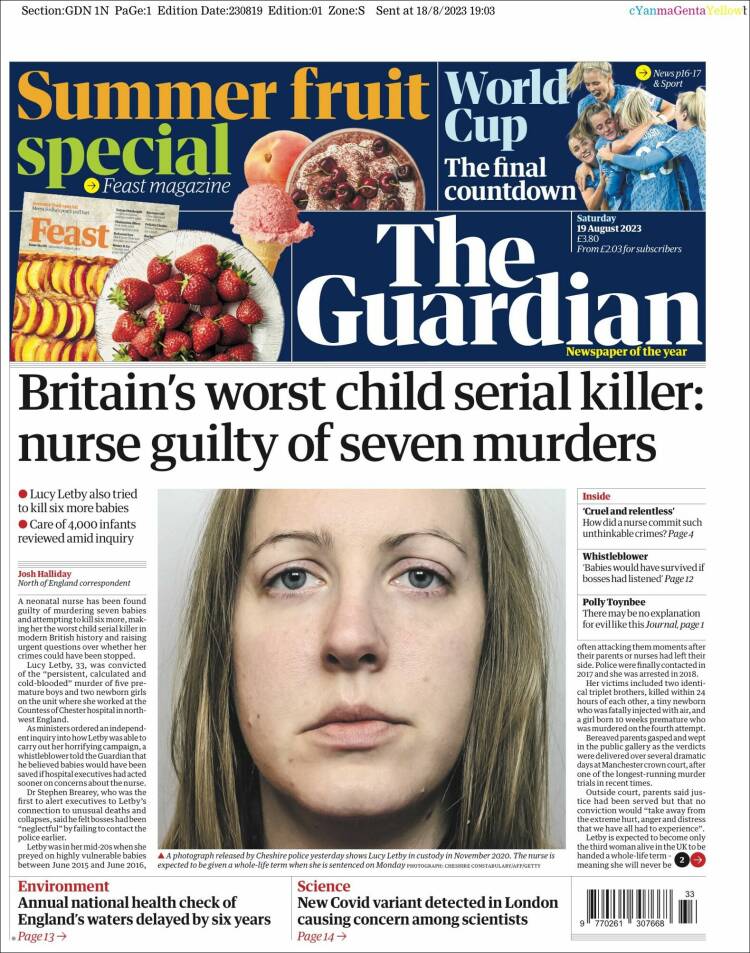 Portada de The Guardian (Reino Unido)