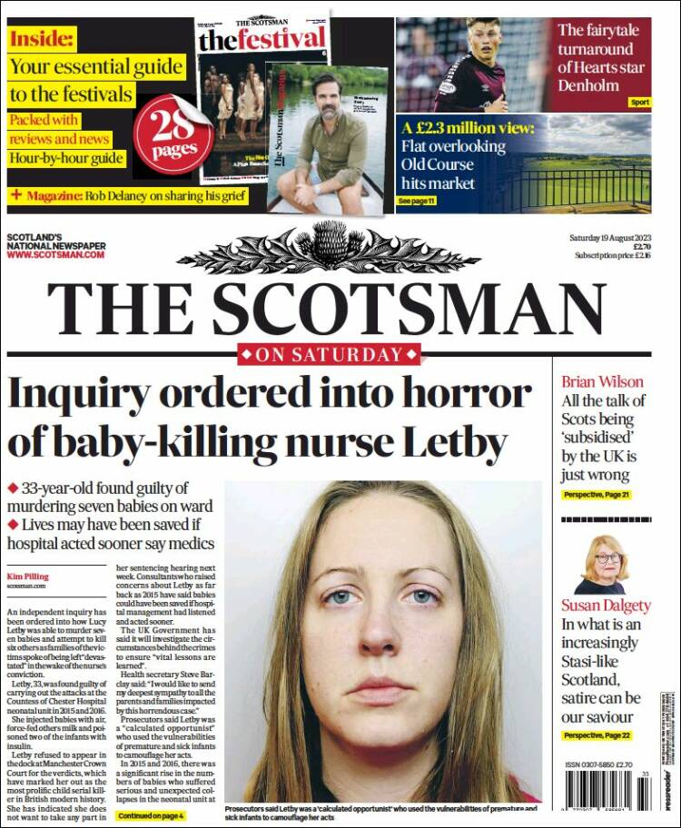 Portada de The Scotsman (Reino Unido)