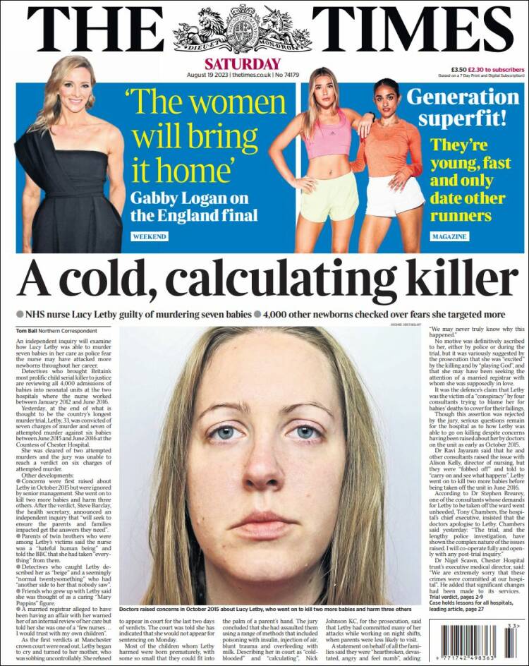 Portada de The Times (Reino Unido)