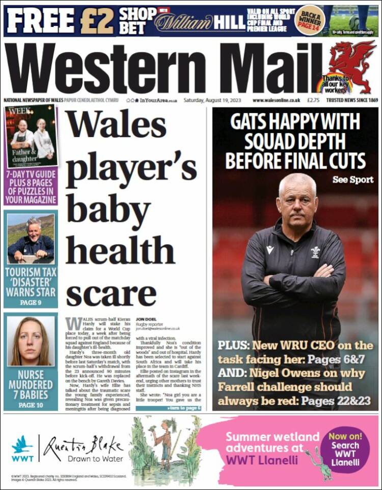 Portada de Western Mail (Reino Unido)