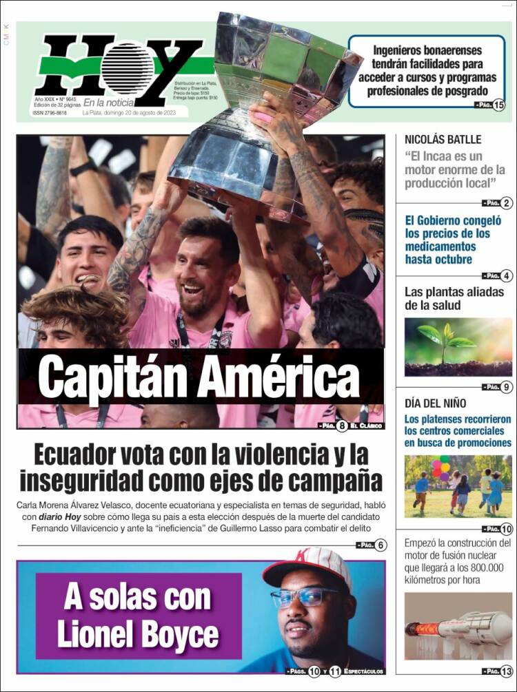 Portada de Diario Hoy (Argentina)
