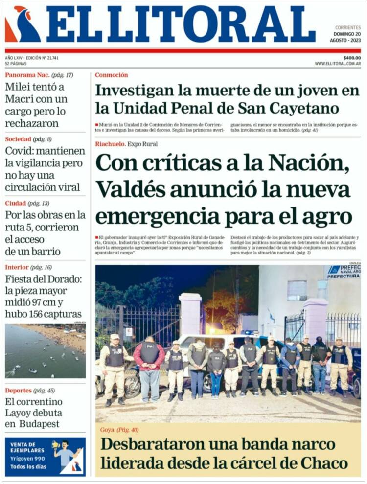 Portada de El Litoral Corrientes (Argentina)