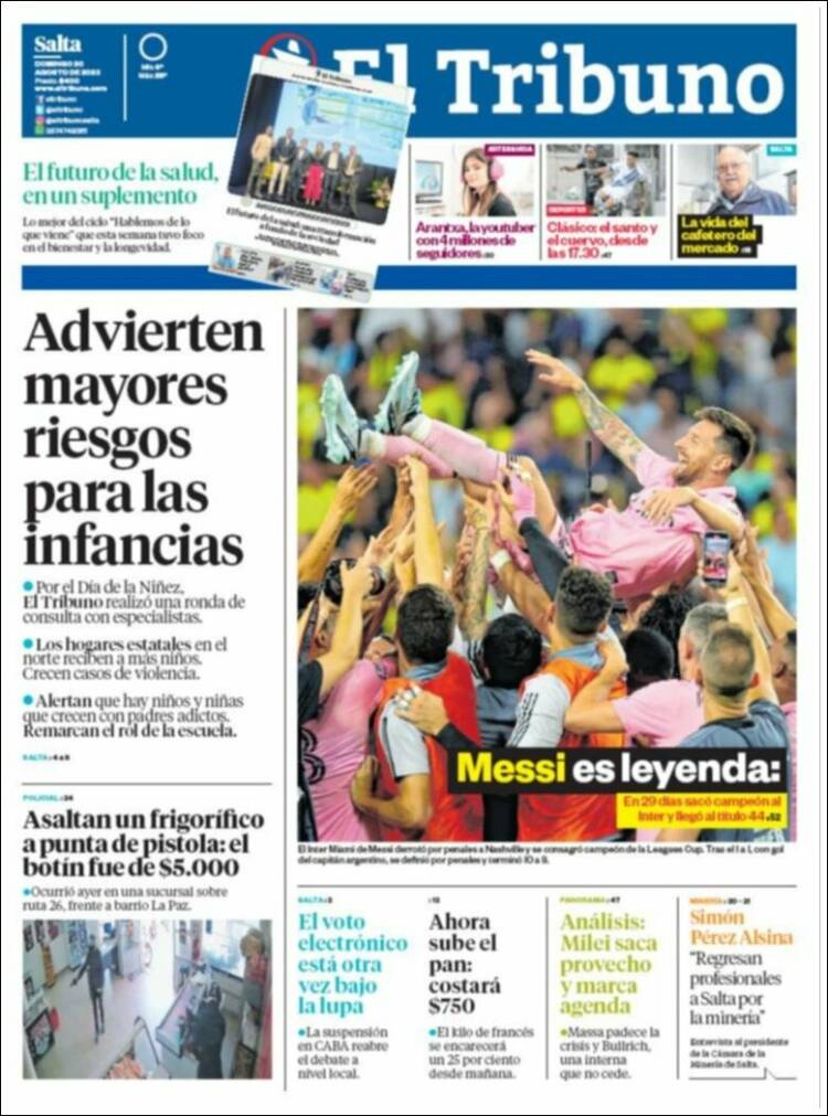 Portada de El Tribuno - Salta (Argentina)