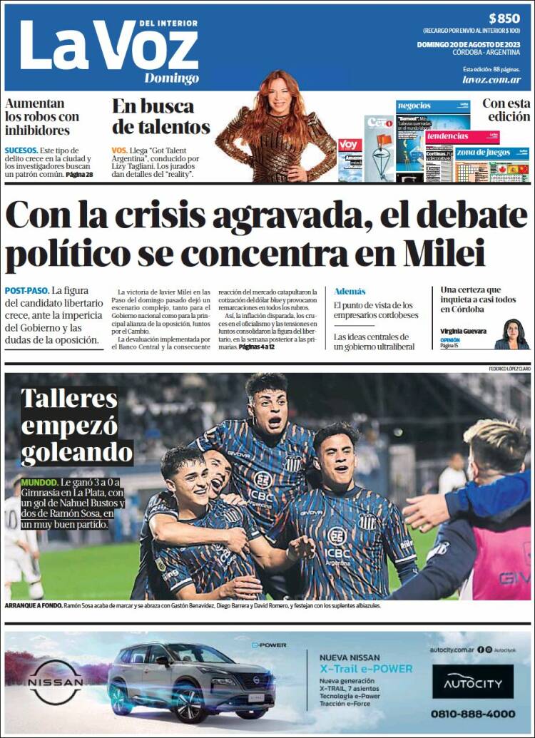 Portada de La Voz del Interior (Argentina)