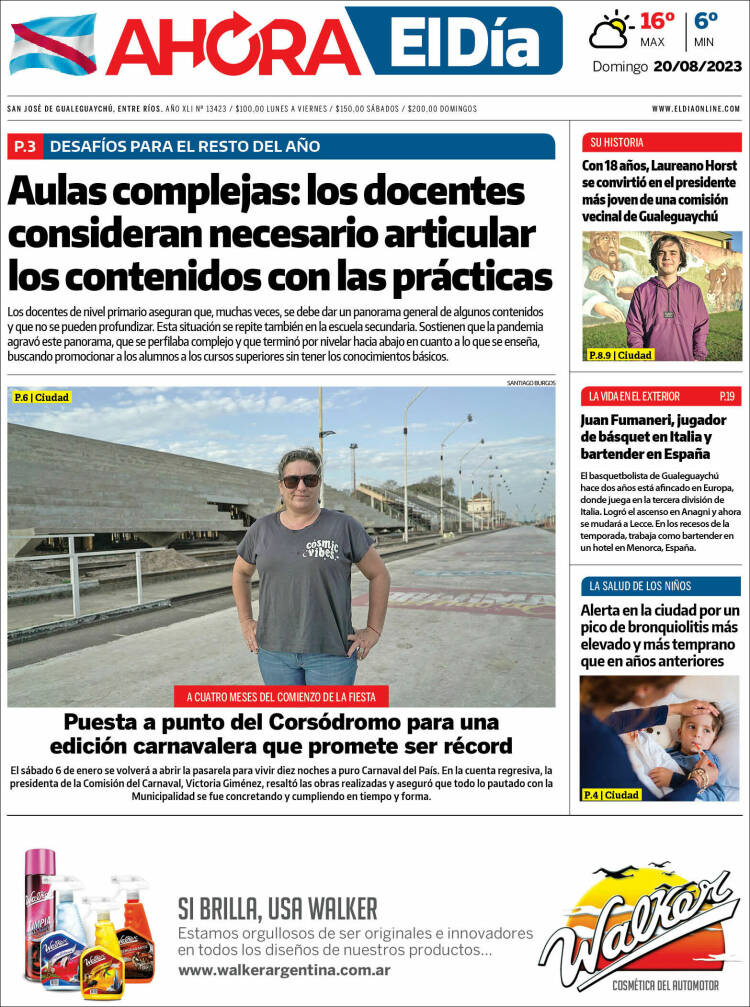 Portada de El Día de Gualeguaychú (Argentina)