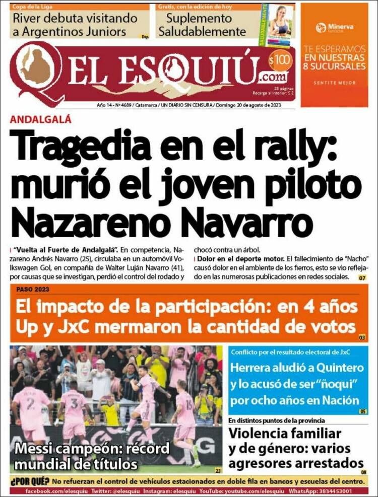 Portada de El Esquiu (Argentina)