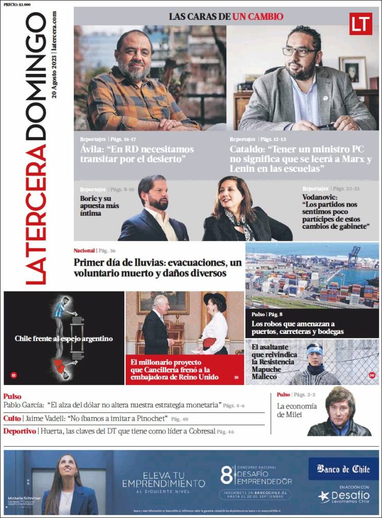 Portada de La Tercera (Chile)