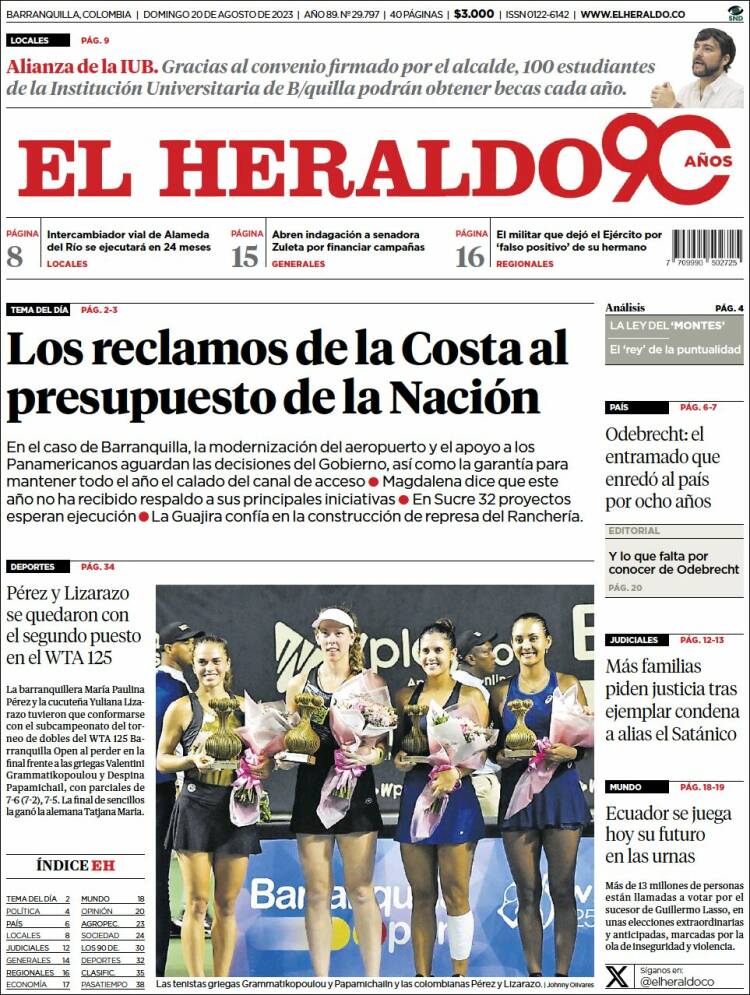 Portada de El Heraldo (Colombia)