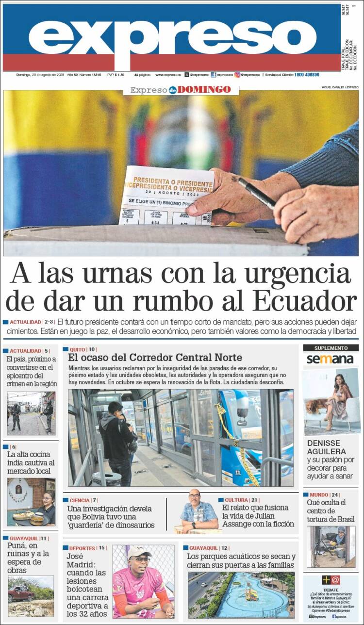 Portada de Expreso (Ecuador)